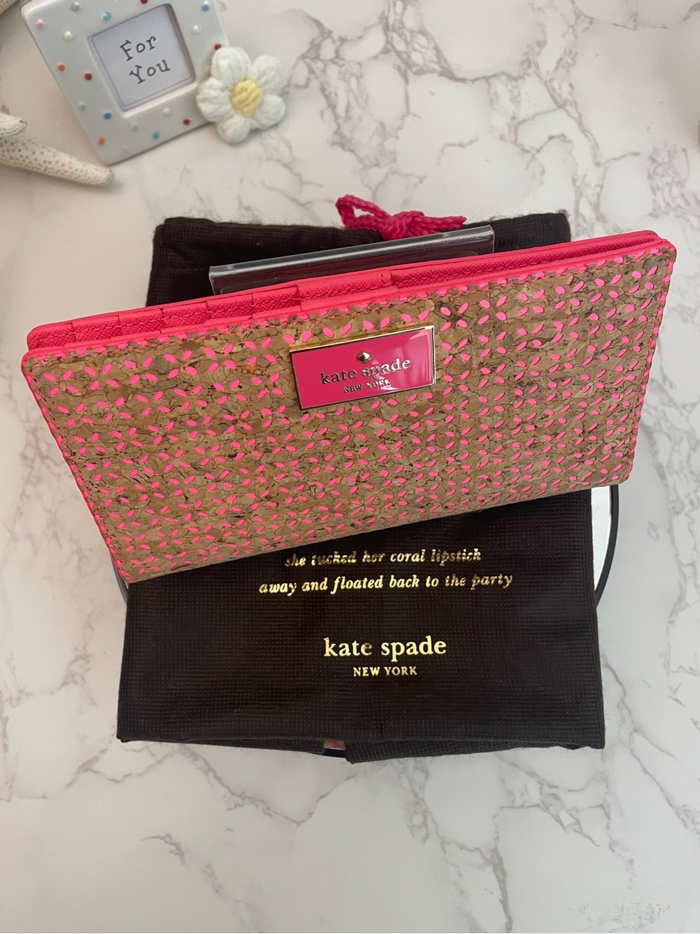 Kate Spade Perforated Cork Wallet – Storybook Lining – NWOT – Rare Boutique Find